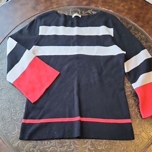 Striped Black, White, and Red Sweater Sz Med
